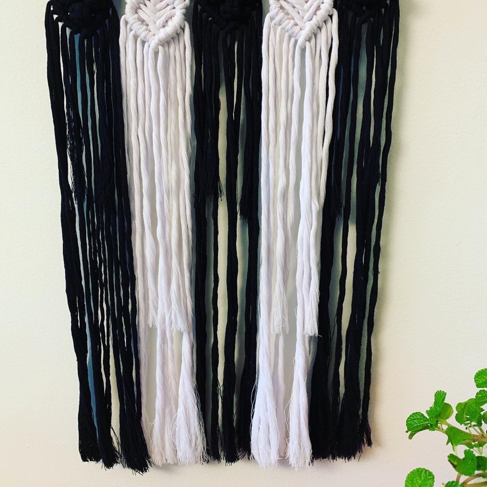 Black and White Macrame Wall Hanging - Picture 5 of 5